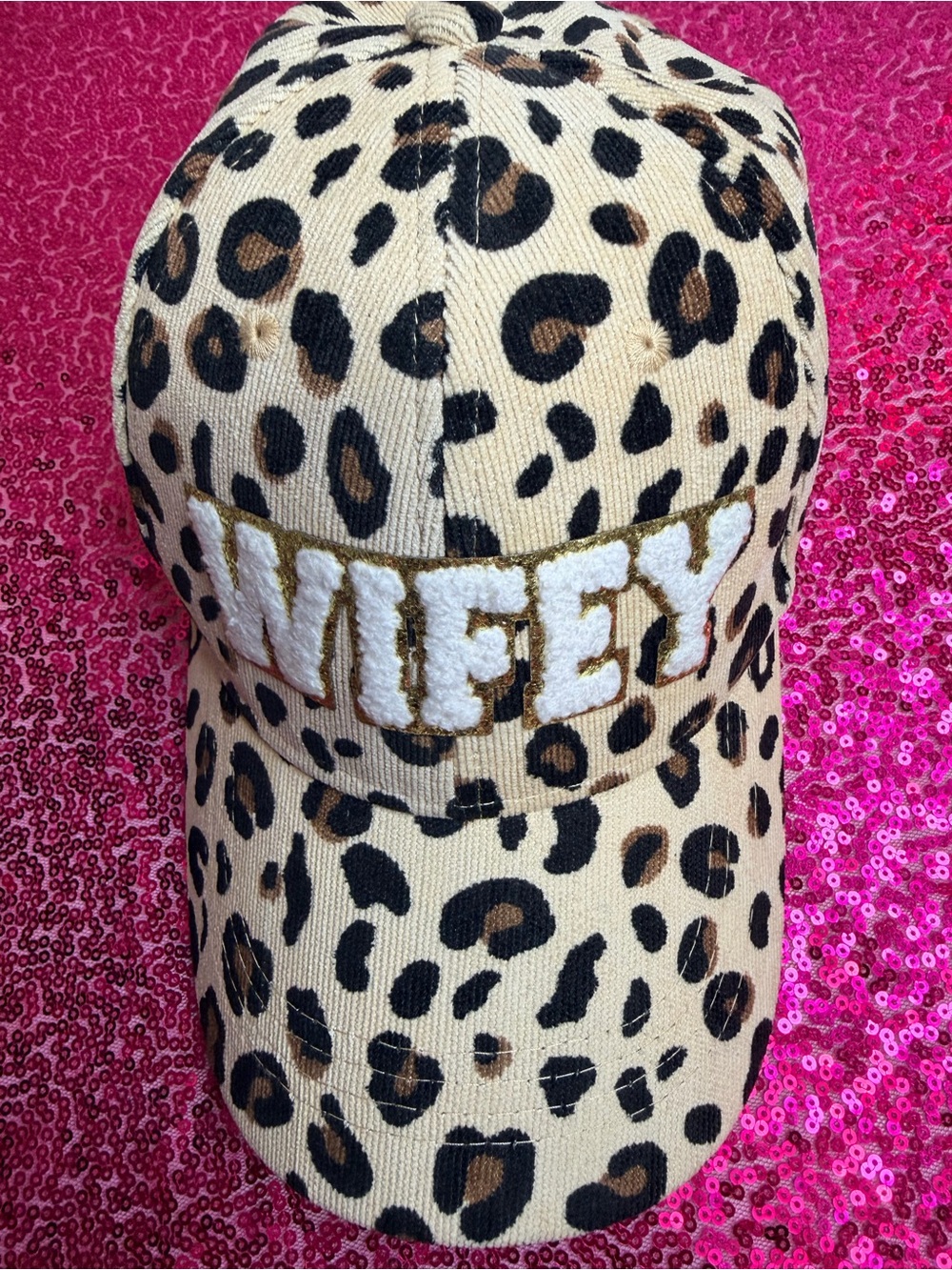 Leopard Print Baseball Cap with 'TWEETY' Embroidery - Beige/Brown